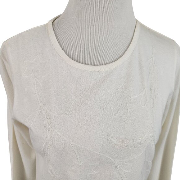Woolrich Top Women's Small Round Neck Long Sleeve Floral Embroidered Vintage - Picture 6 of 12